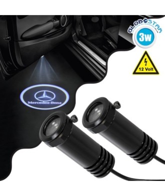 GLOBOSTAR® GHOSTLOGO 81614 Projector Προβολής Μάρκας Αυτοκινήτου "MERCEDES-BENZ" LED 2.5W-5W 100lm-200lm 45° DC 12V Αδιάβροχο IP65 Ψυχρό Λευκό 6000K - CREE XHP35 Chip - Μ2.2 x Π3.4 x Υ2.2cm - Q1.9cm - Πακέτο 2 Τεμαχίων - 1 Χρόνο Εγγύηση